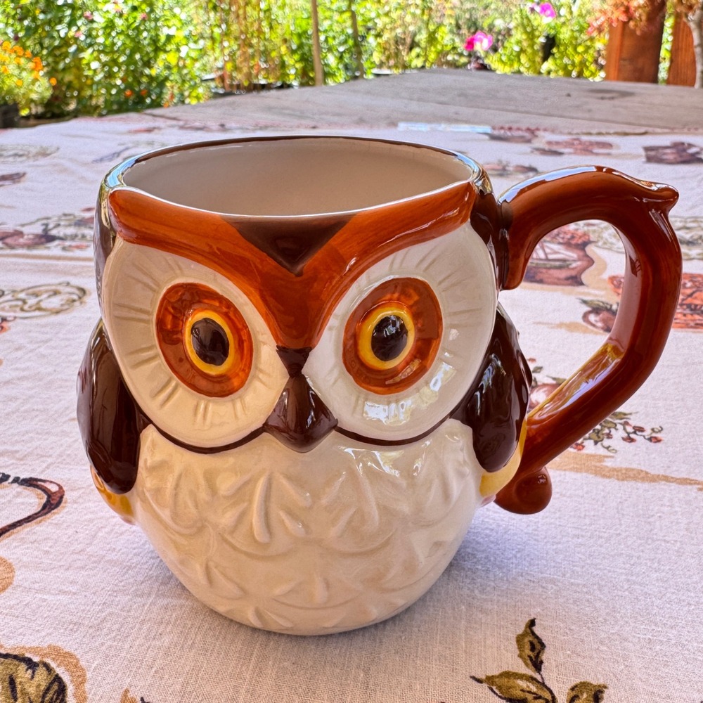 Better Homes Gardens Heritage Collection Owl Mug Ceramic Brown 3D Coffee Cup